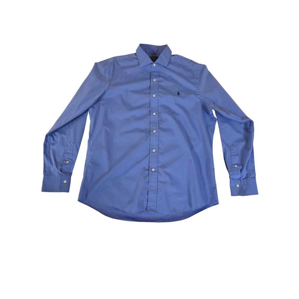 Polo Ralph Lauren Button Down Easy Care Poplin Shirt Large Blue Preppy Classic